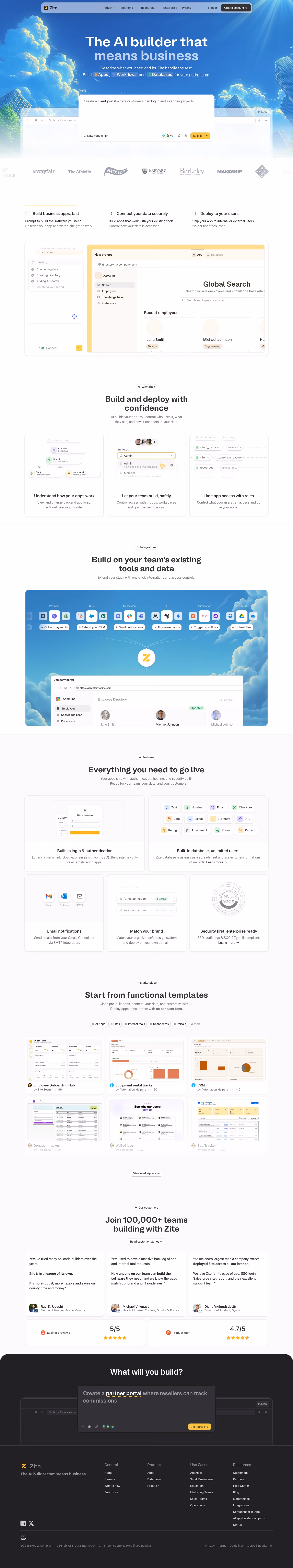 Zite landing page design