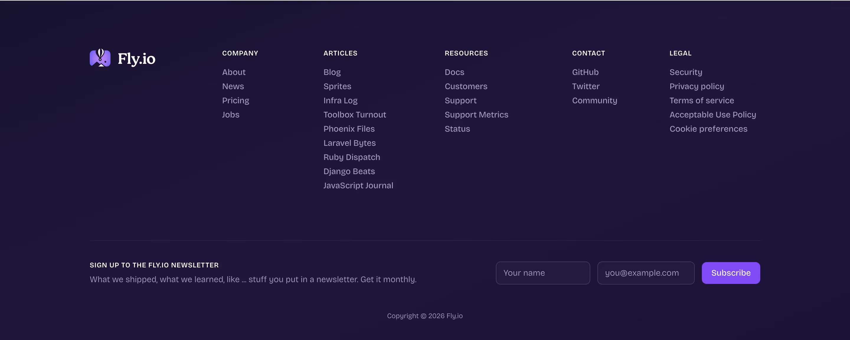 Fly Footers section design