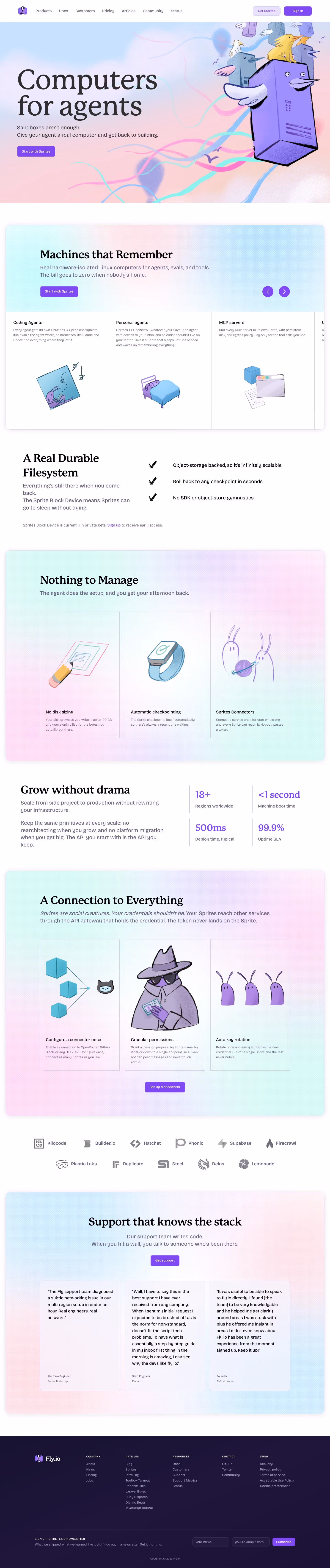 Fly landing page design — Infrastructure