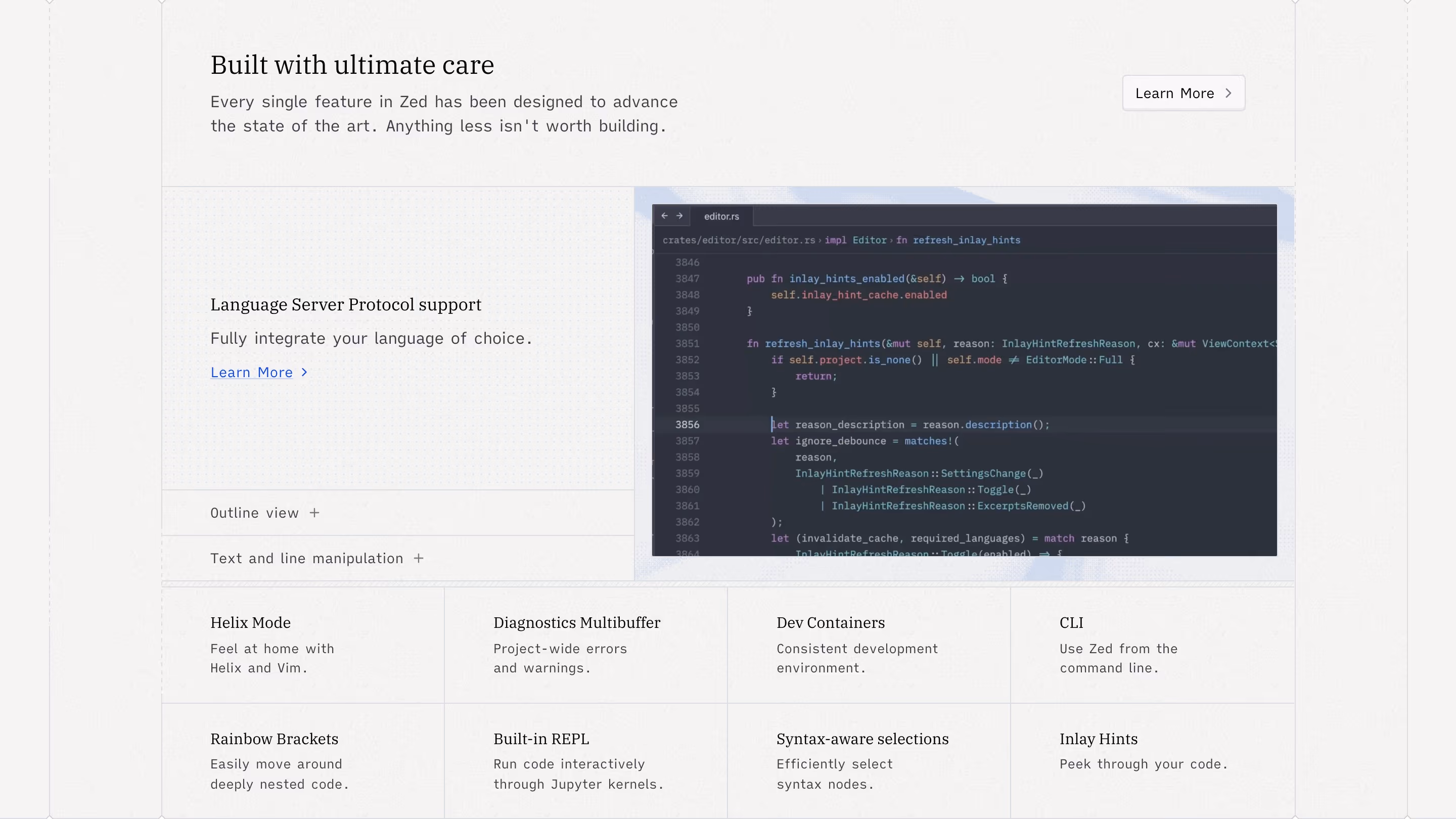 Zed feature design — Developer Tools