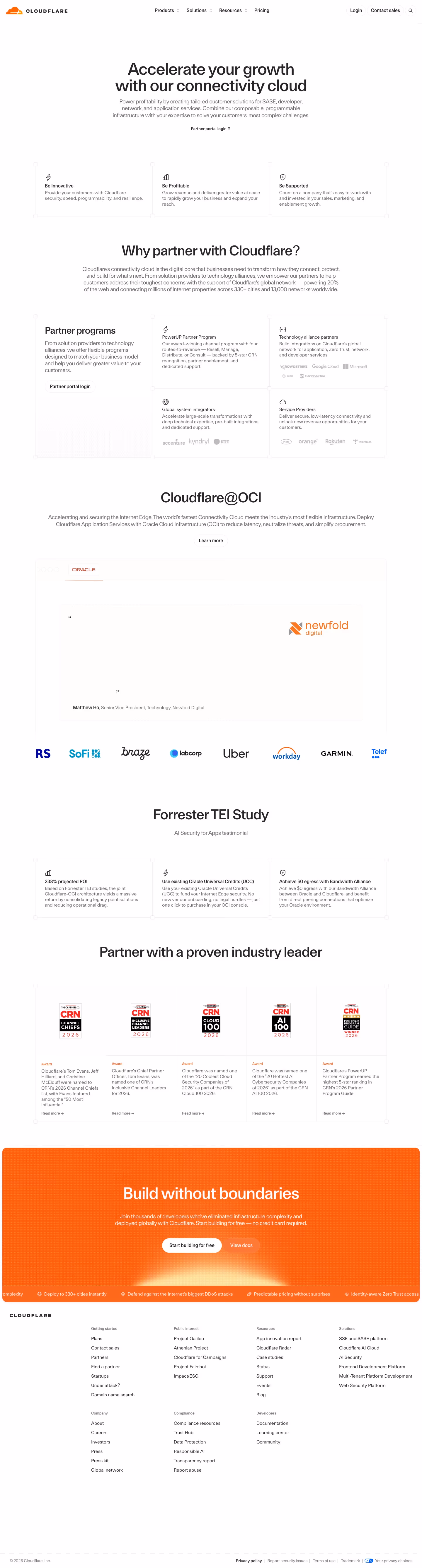 Cloudflare Affiliate pages section design