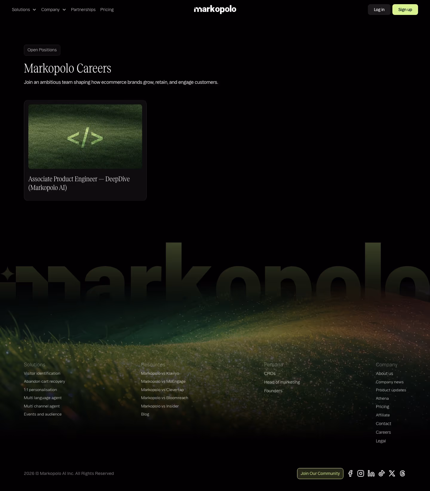 Markopolo Careers pages section design