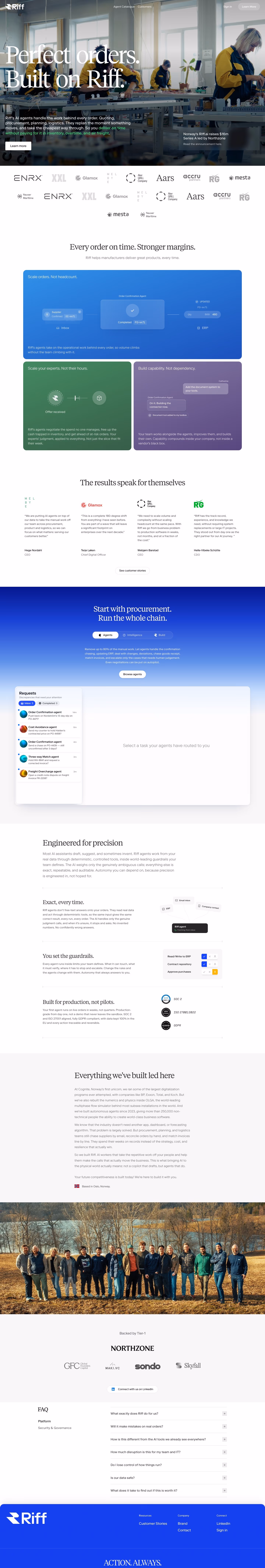 Riff landing page design — Logistics & Supply Chain