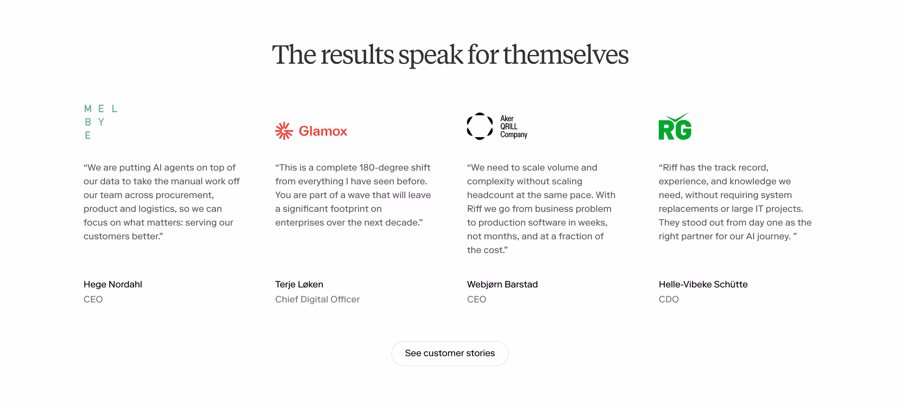 Riff testimonial design — Logistics & Supply Chain
