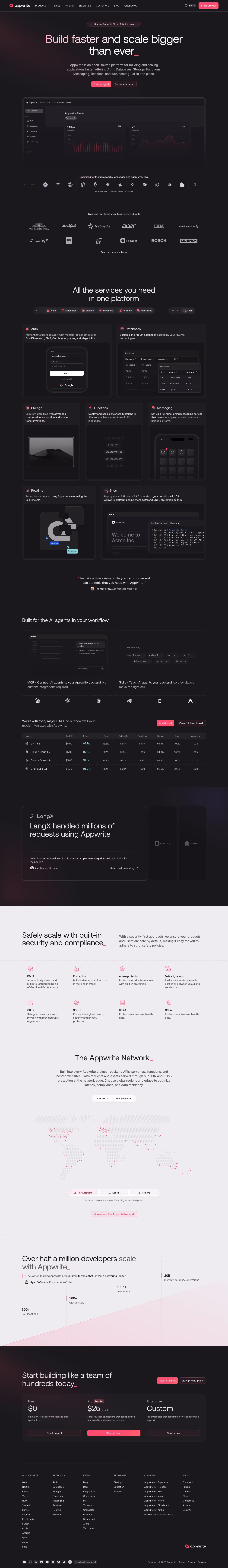 Appwrite landing page design — Developer Tools