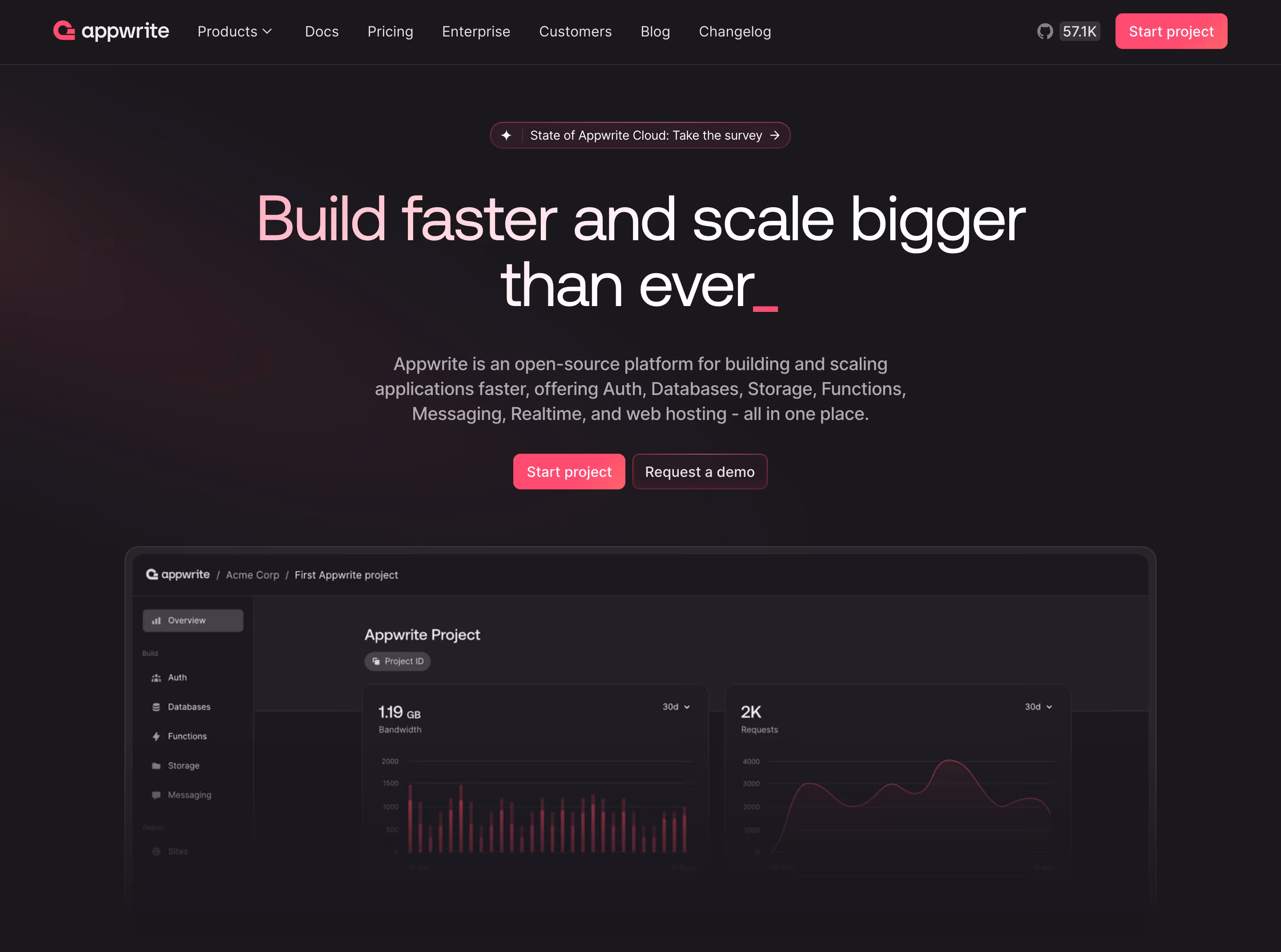 Appwrite Heroes section design