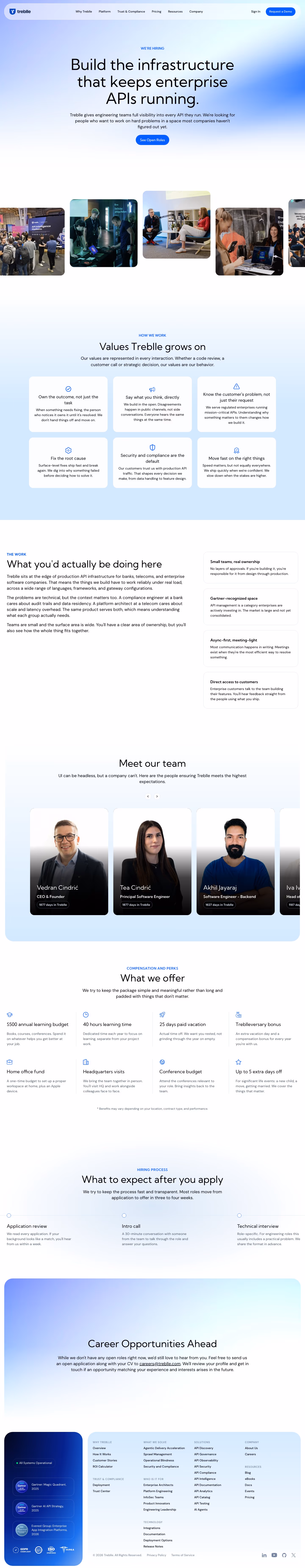 Treblle Careers pages section design