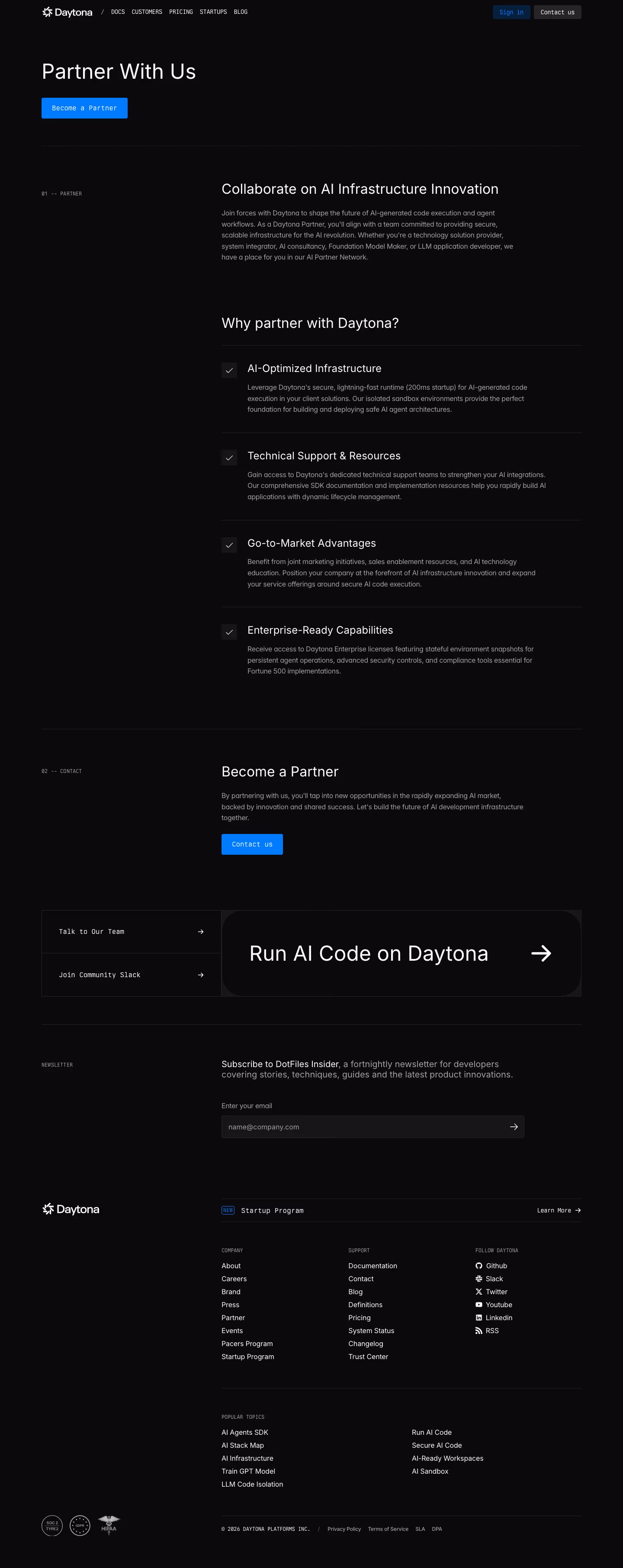 Daytona Affiliate pages section design