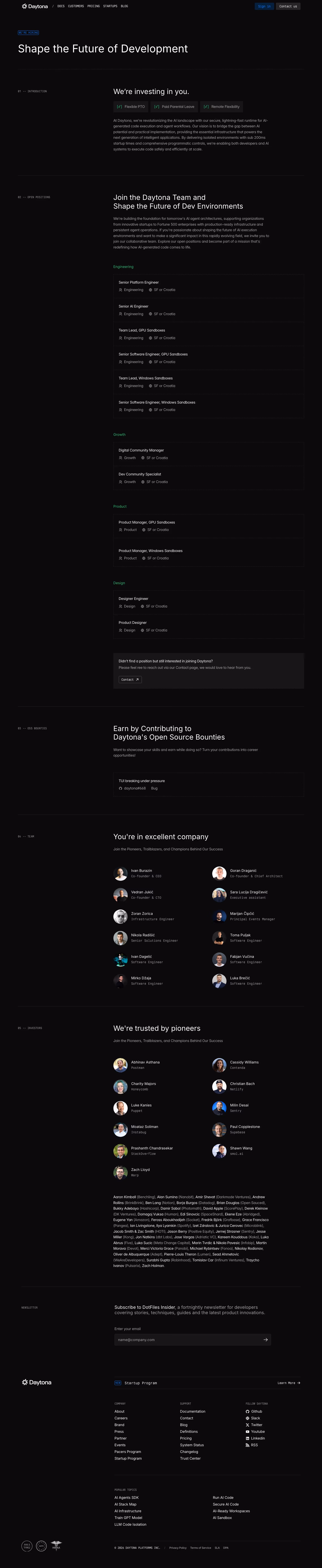 Daytona Careers pages section design