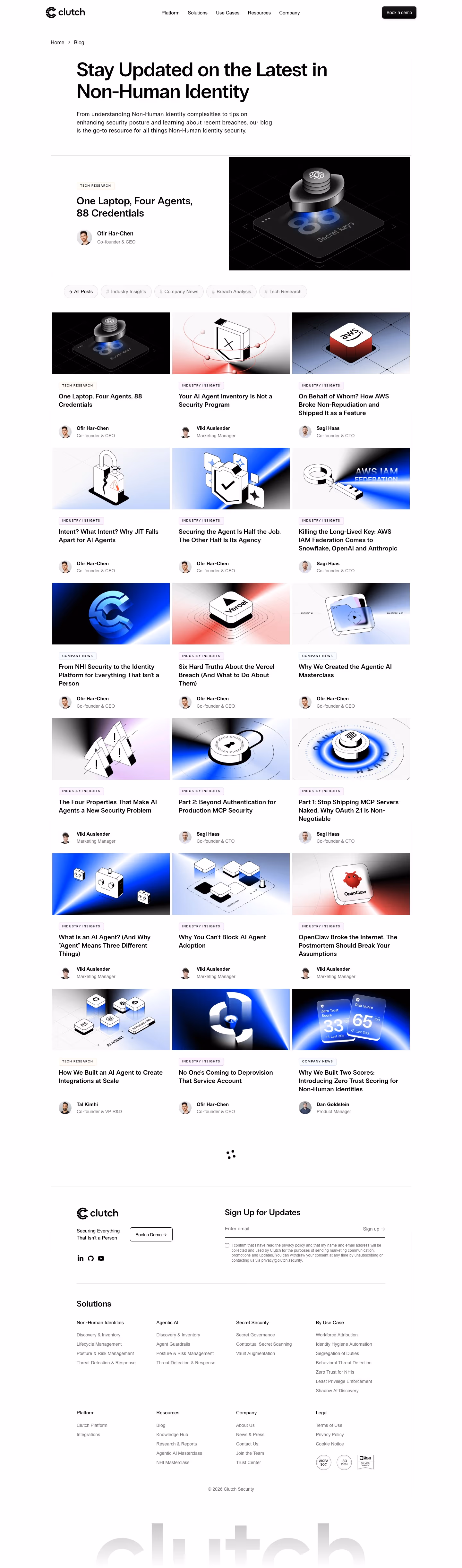 Clutch Security Blog pages section design