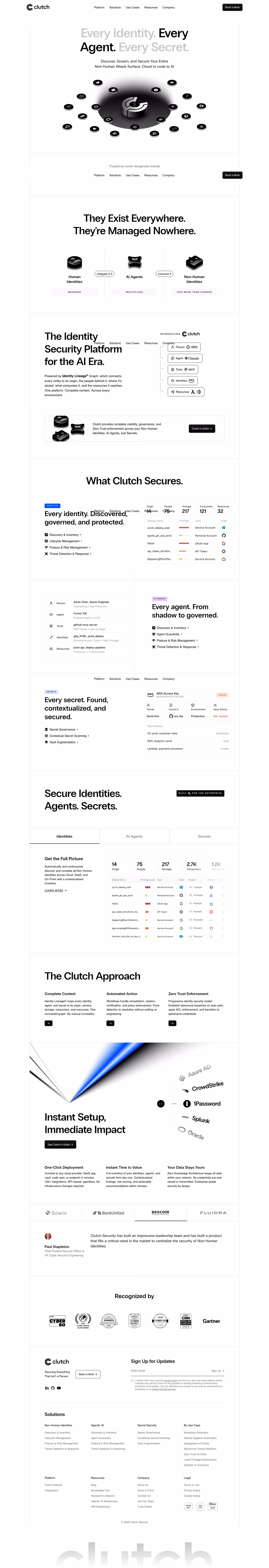 Clutch Security landing page design — Security