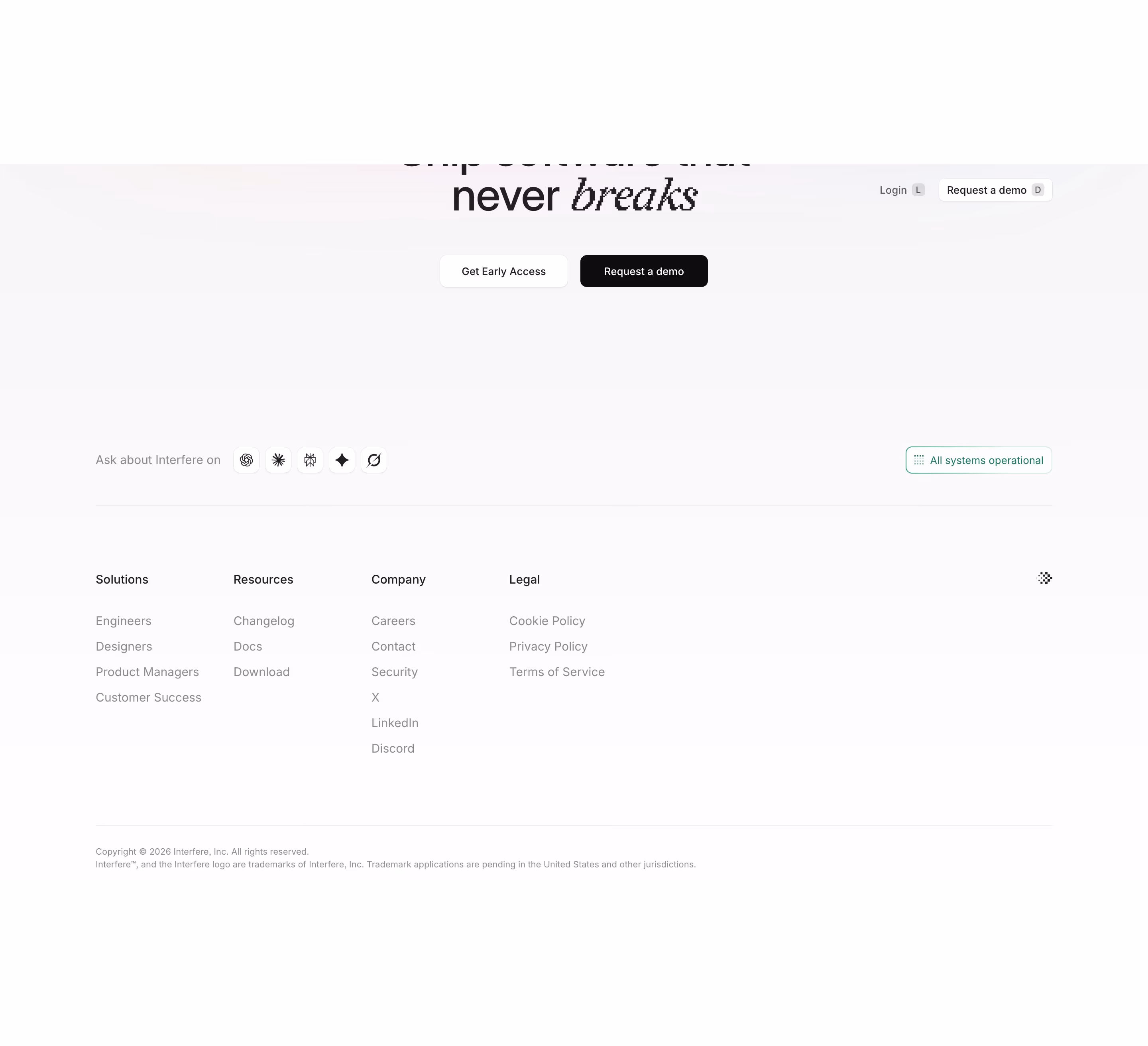 Interfere Footers section design