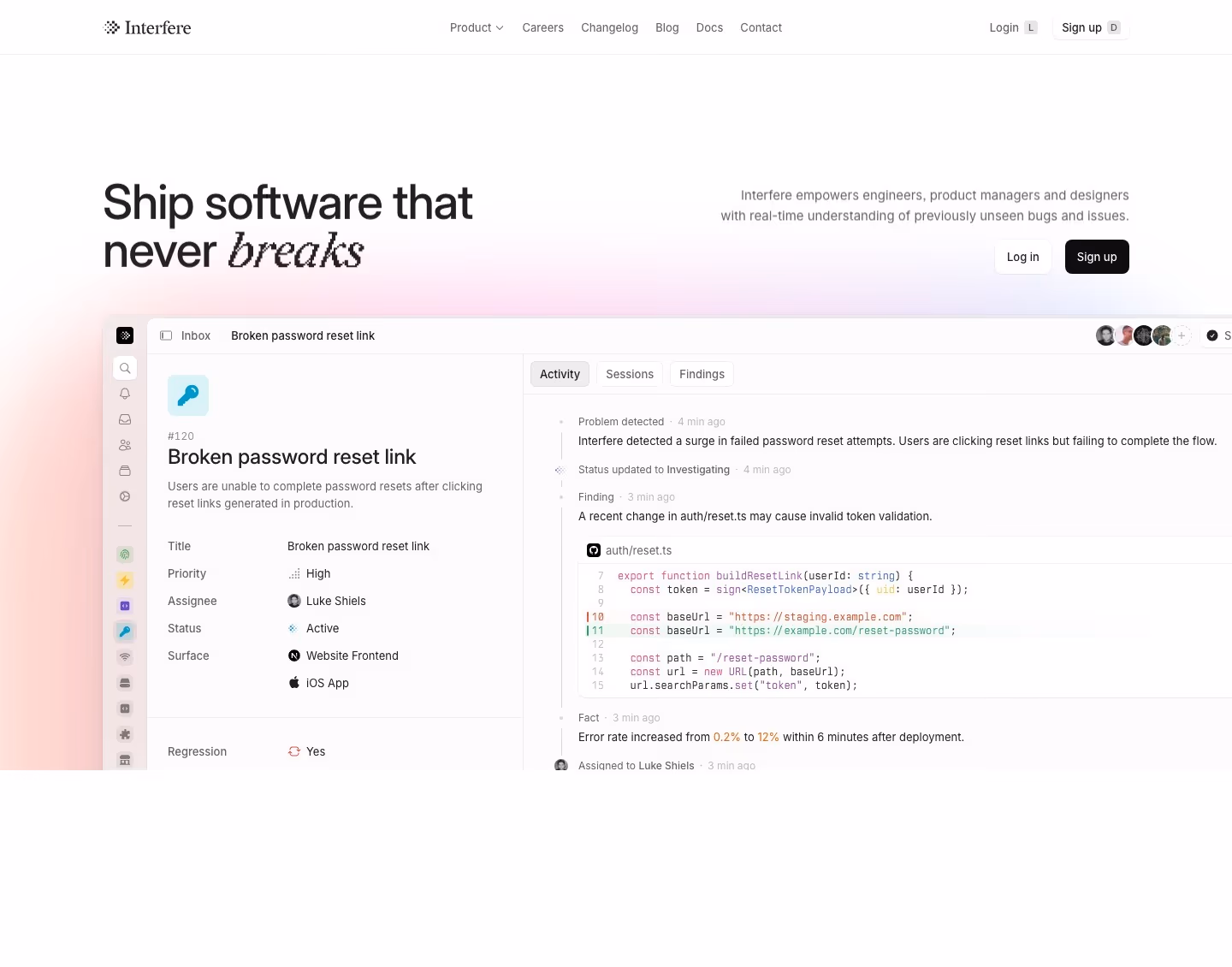 Interfere landing page design — Infrastructure