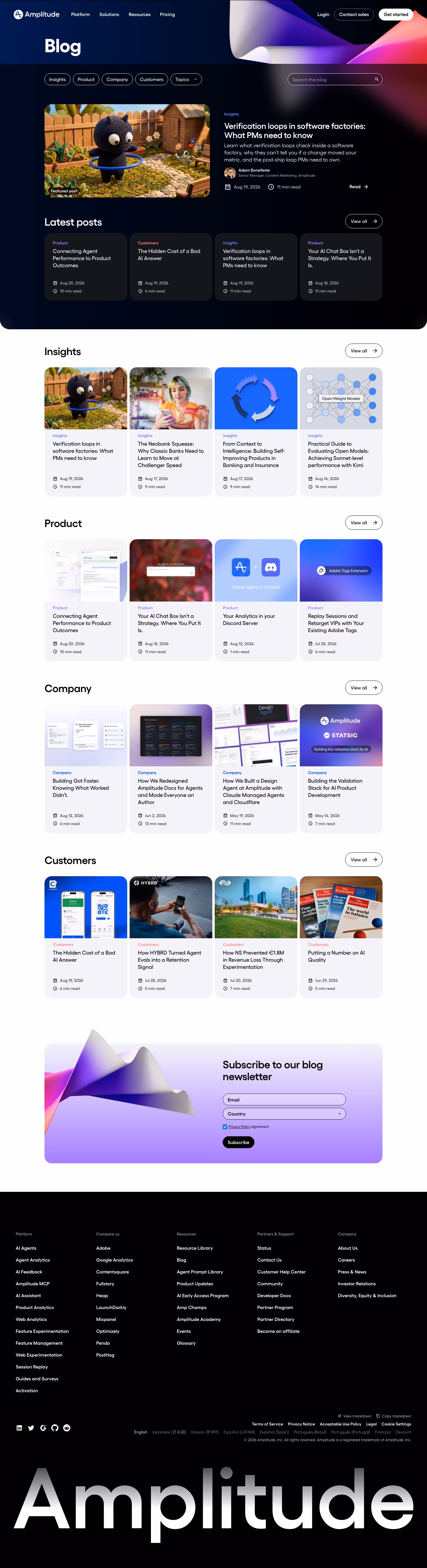 Commandbar Blog pages section design