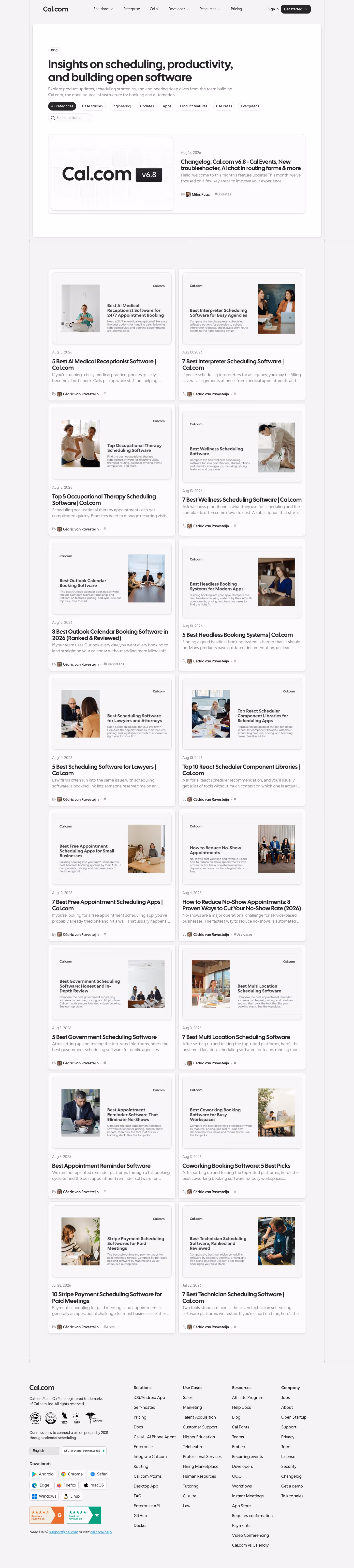 Cal Blog pages section design