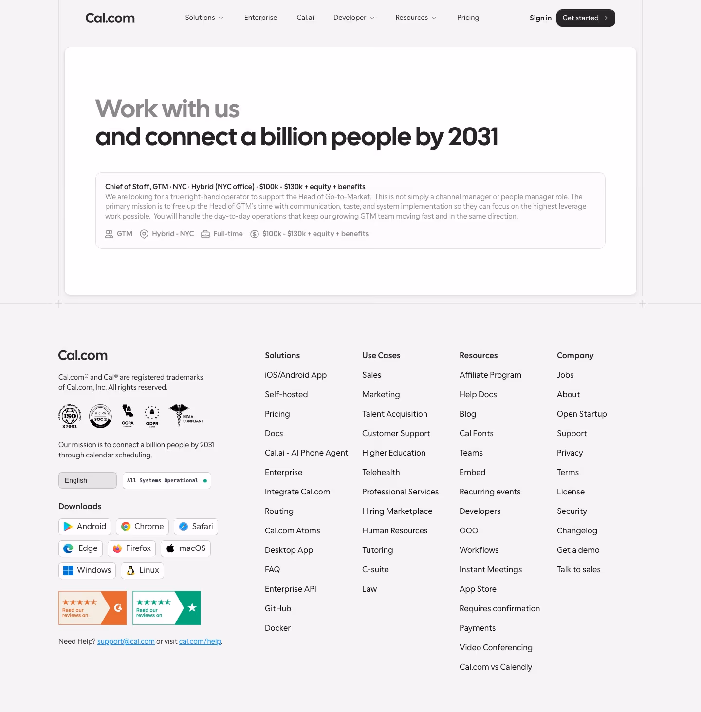 Cal Careers pages section design
