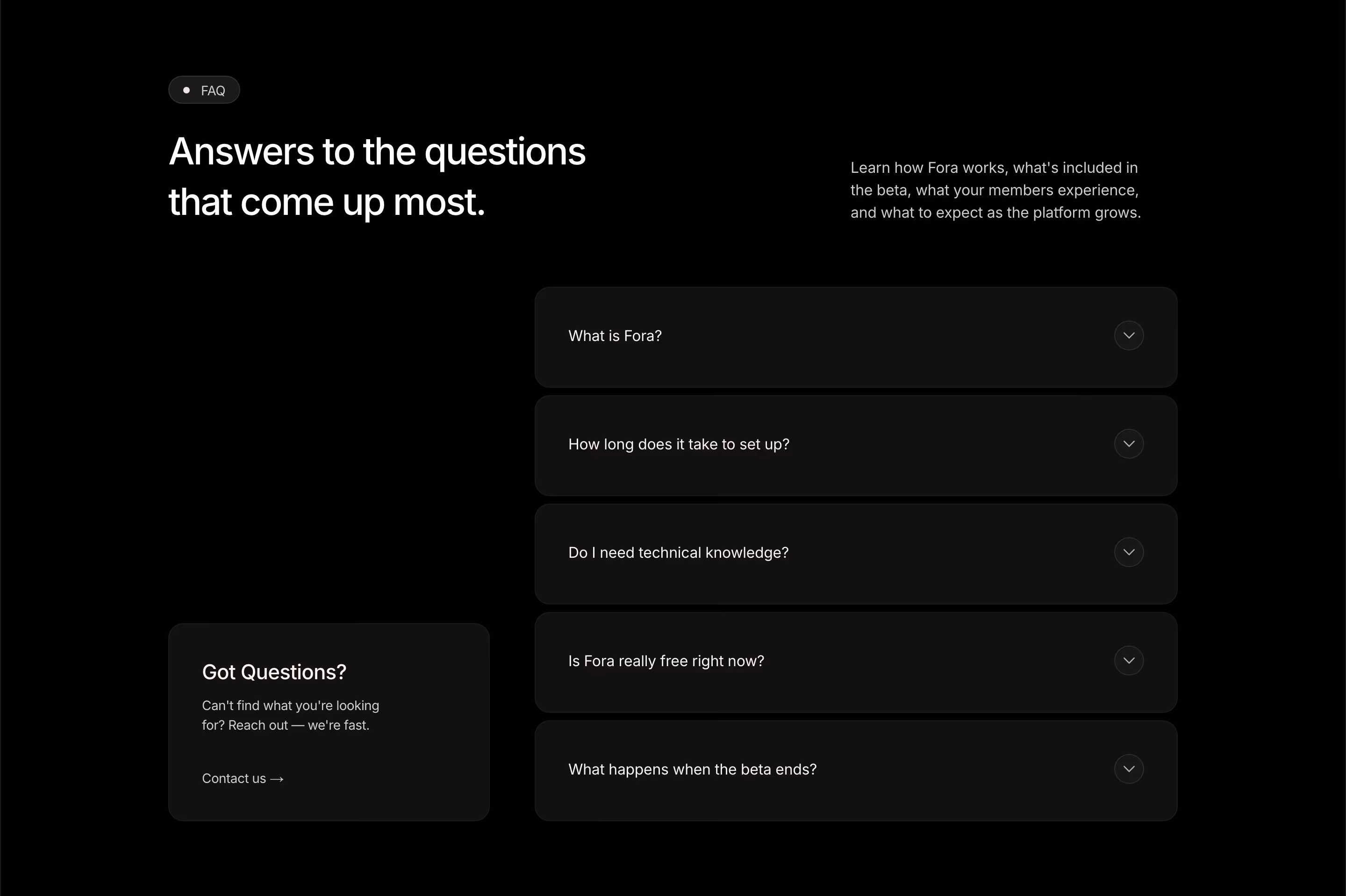 Fora feature design — Other