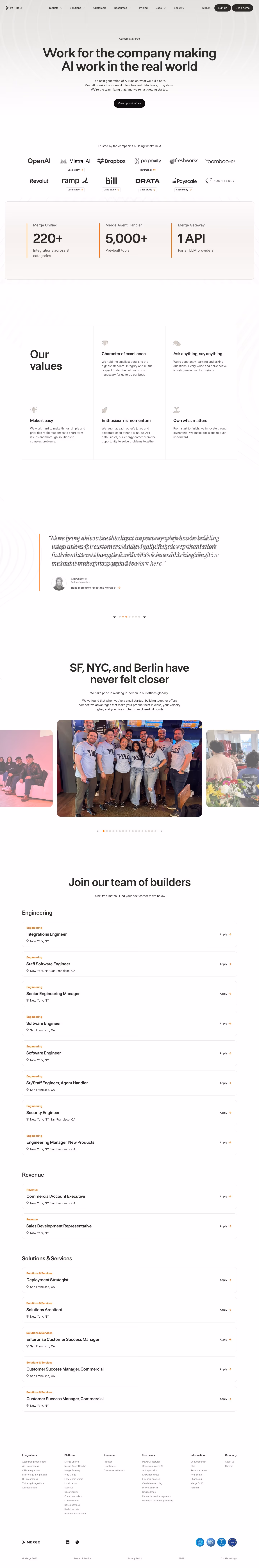 Merge Careers pages section design