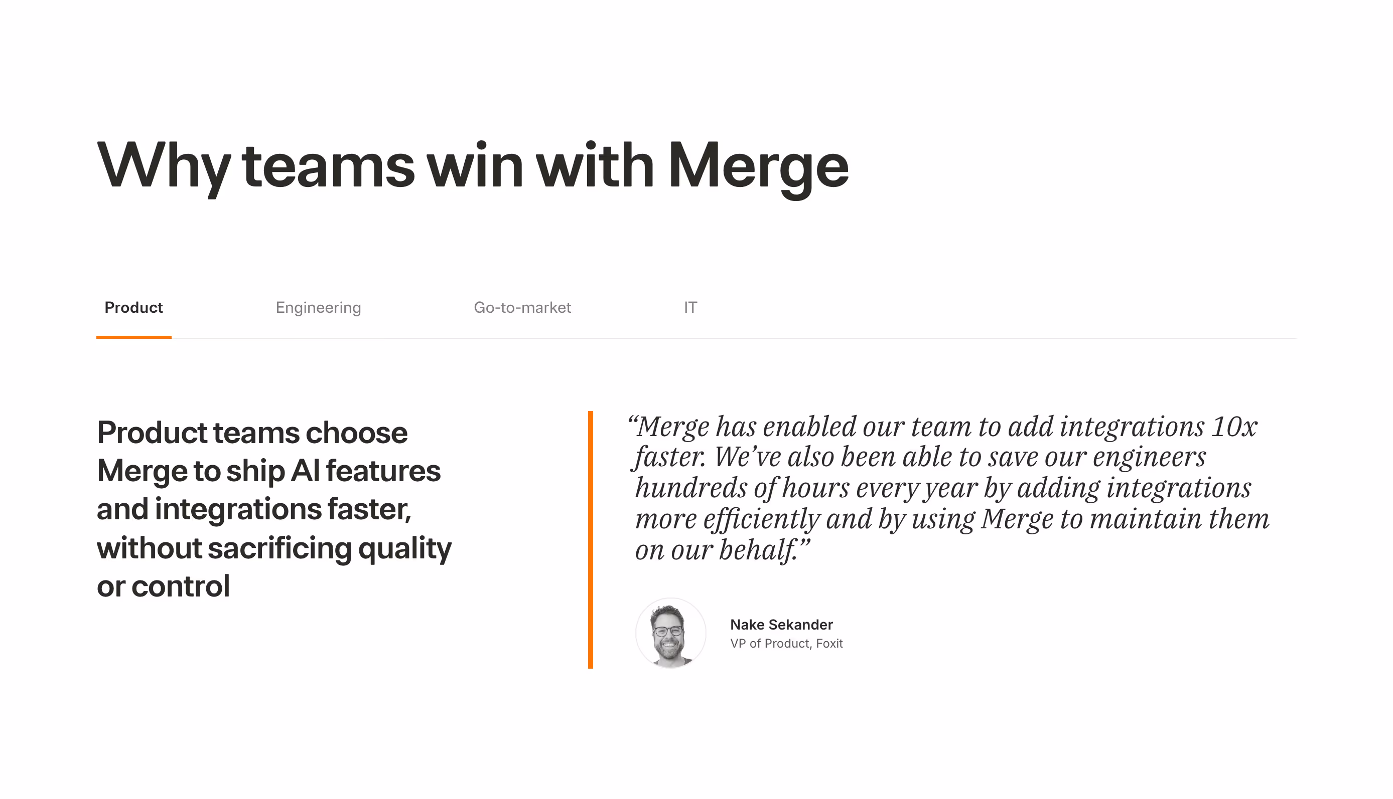 Merge Features section design