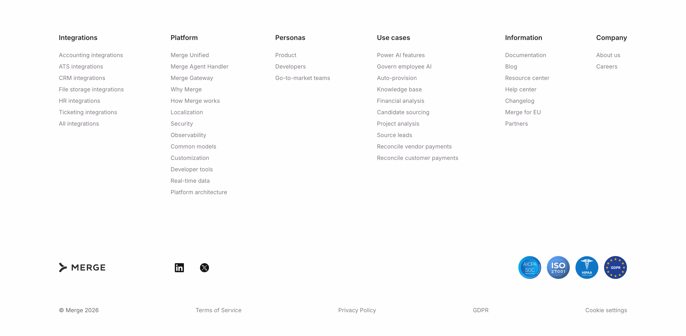Merge Footers section design