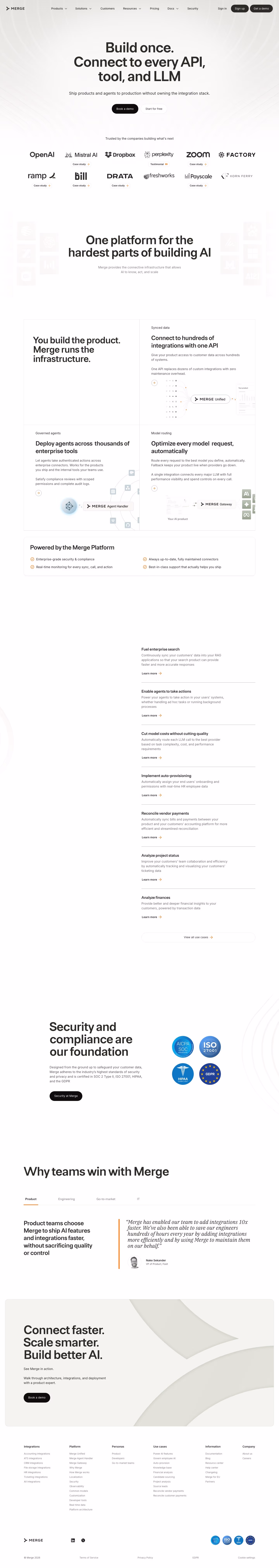 Merge landing page design — Infrastructure