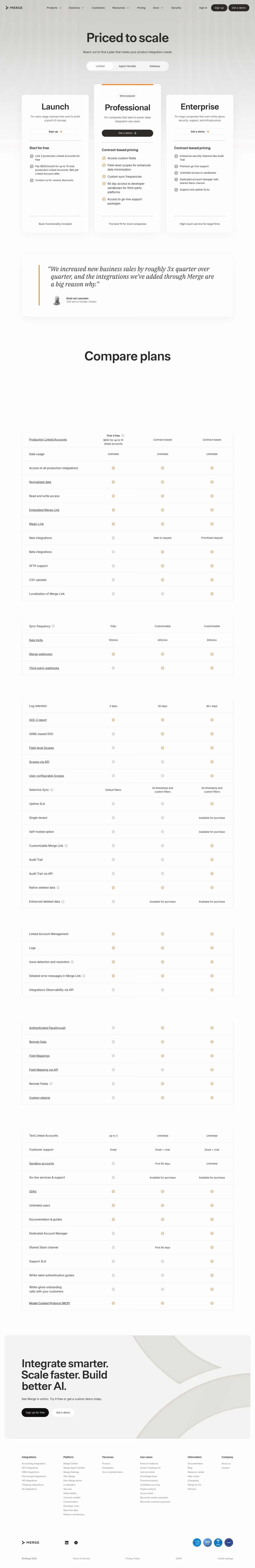 Merge Pricing & Plans section design