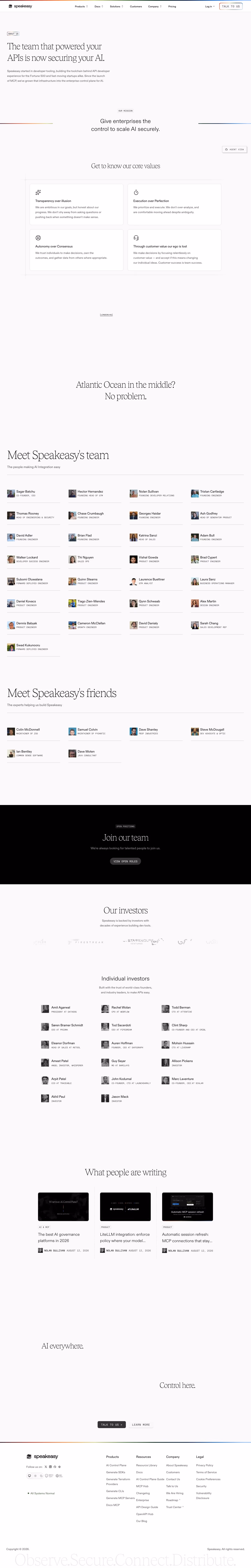 Speakeasy about us design — Security