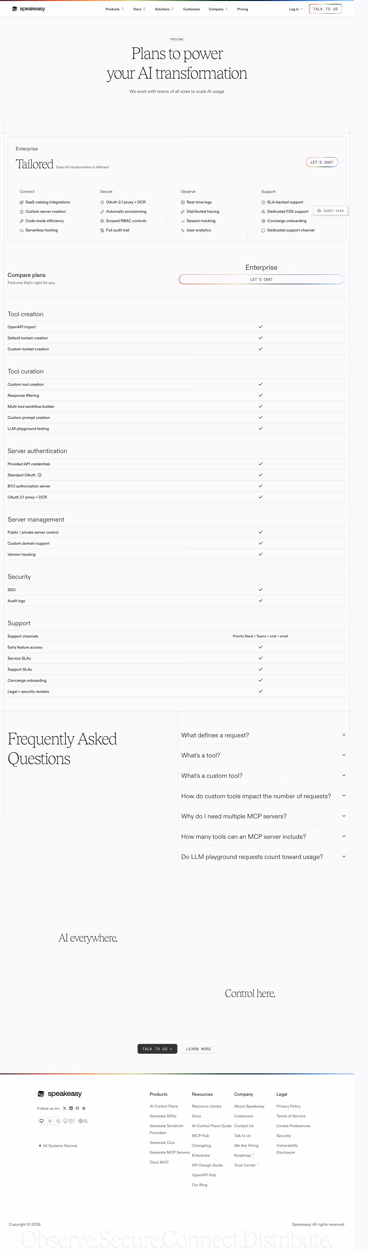 Speakeasy pricing & plan design — Security