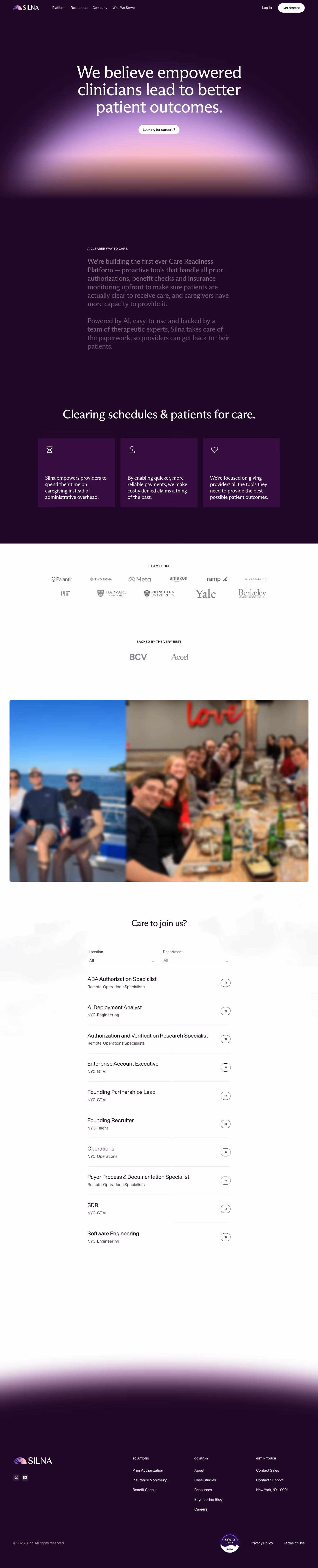 Silnahealth Careers pages section design