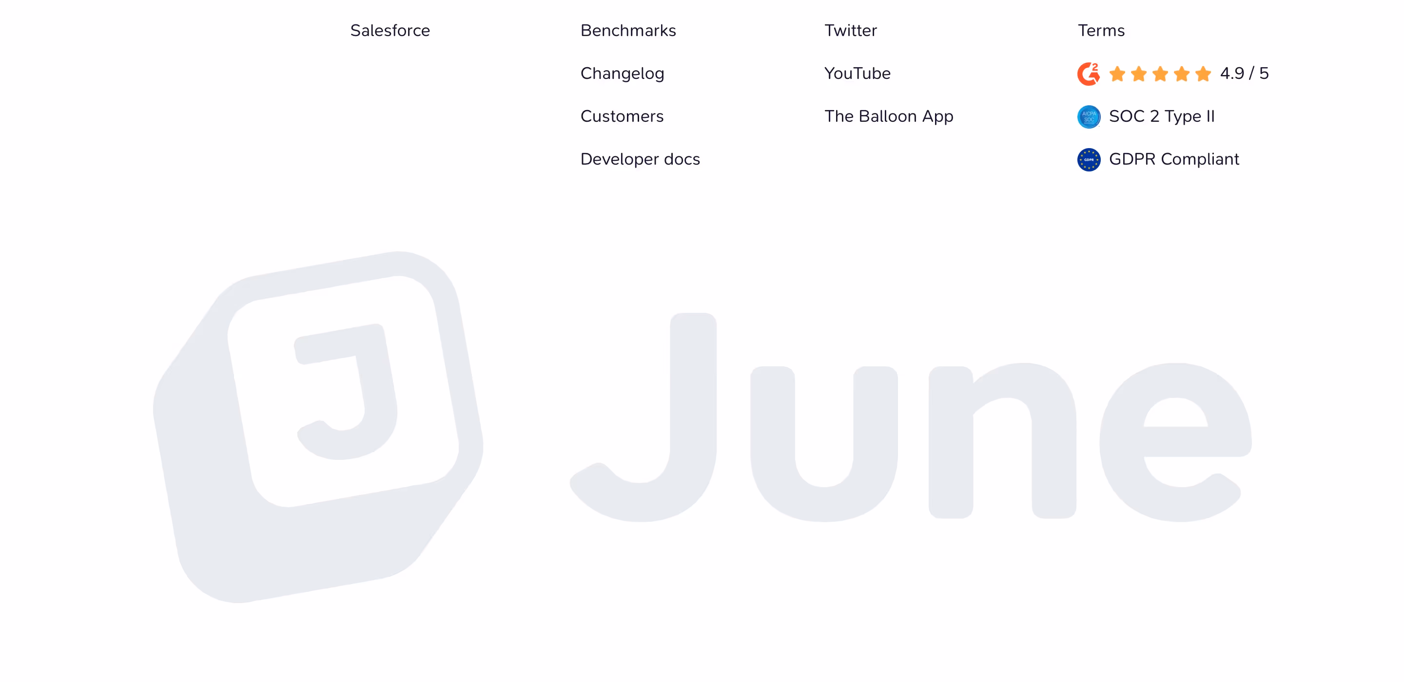 June Footers section design