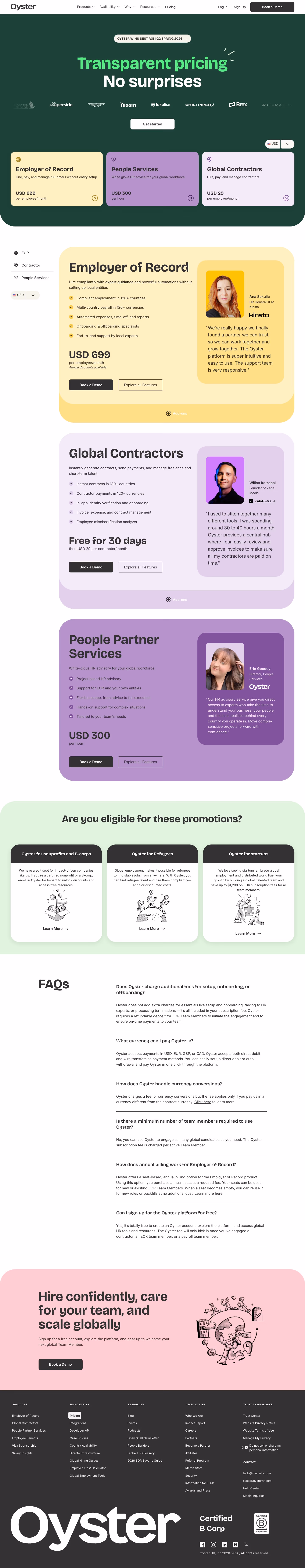 Oysterhr pricing & plan design — HR