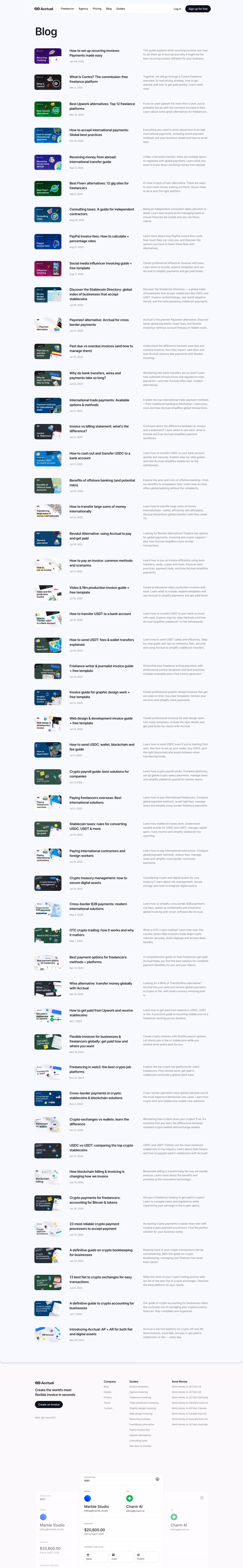 Acctual Blog pages section design