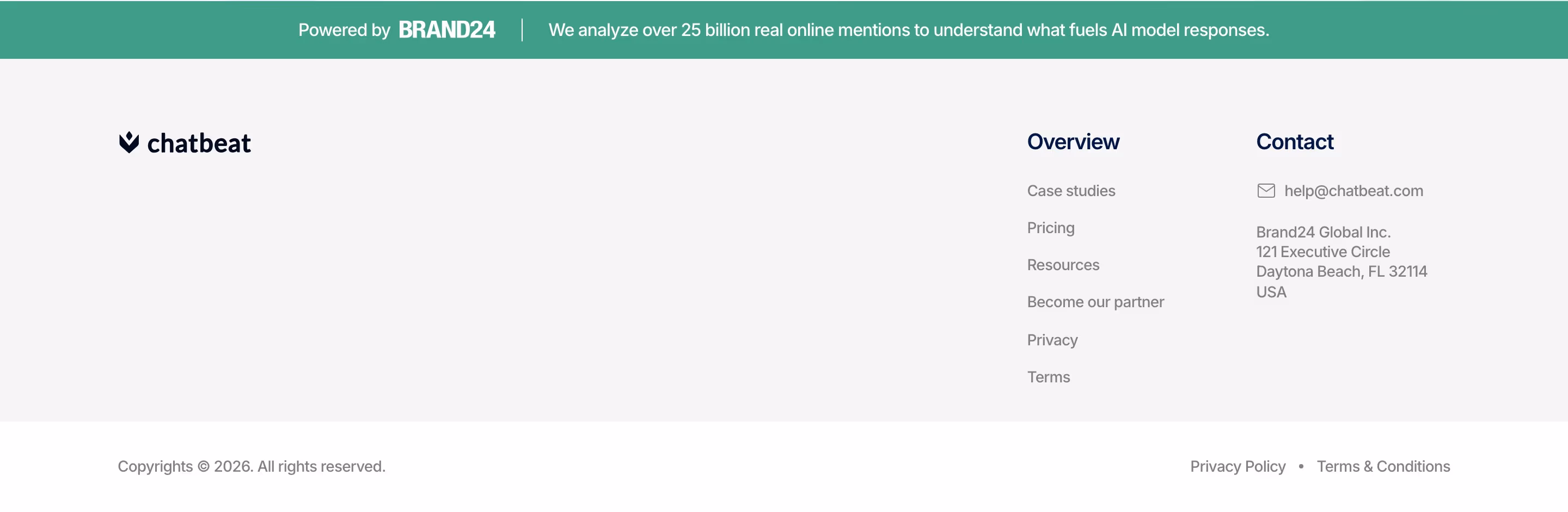 Chatbeat Footers section design