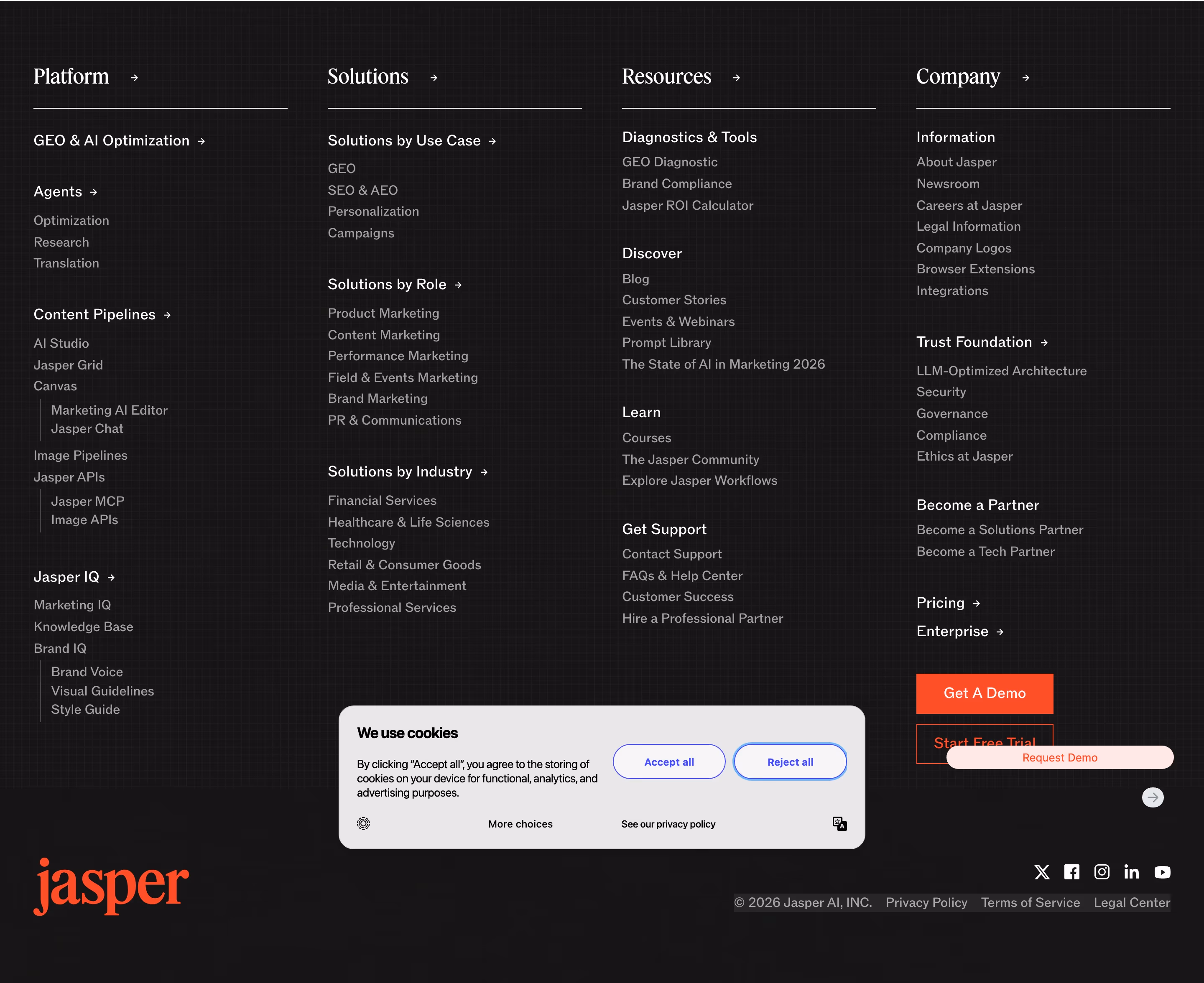 Jasper Footers section design