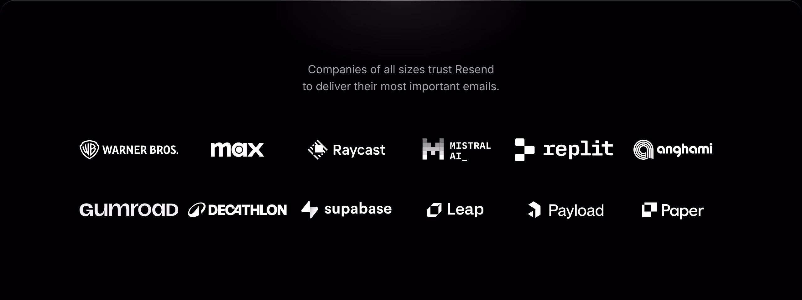 Resend Logo clouds section design