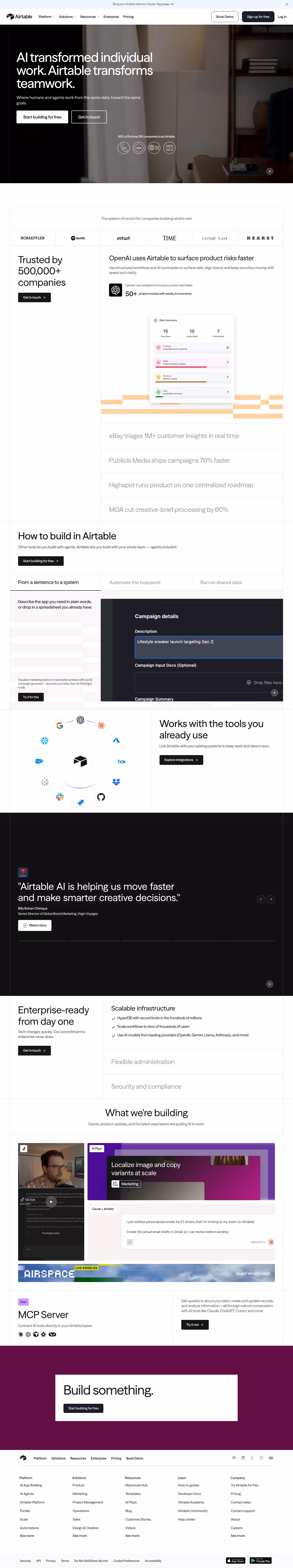 Airtable landing page design