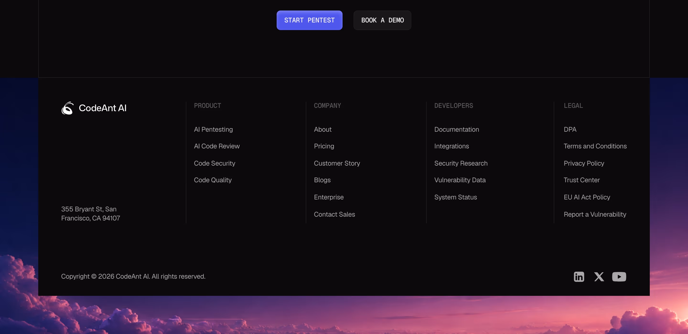Codeant Footers section design