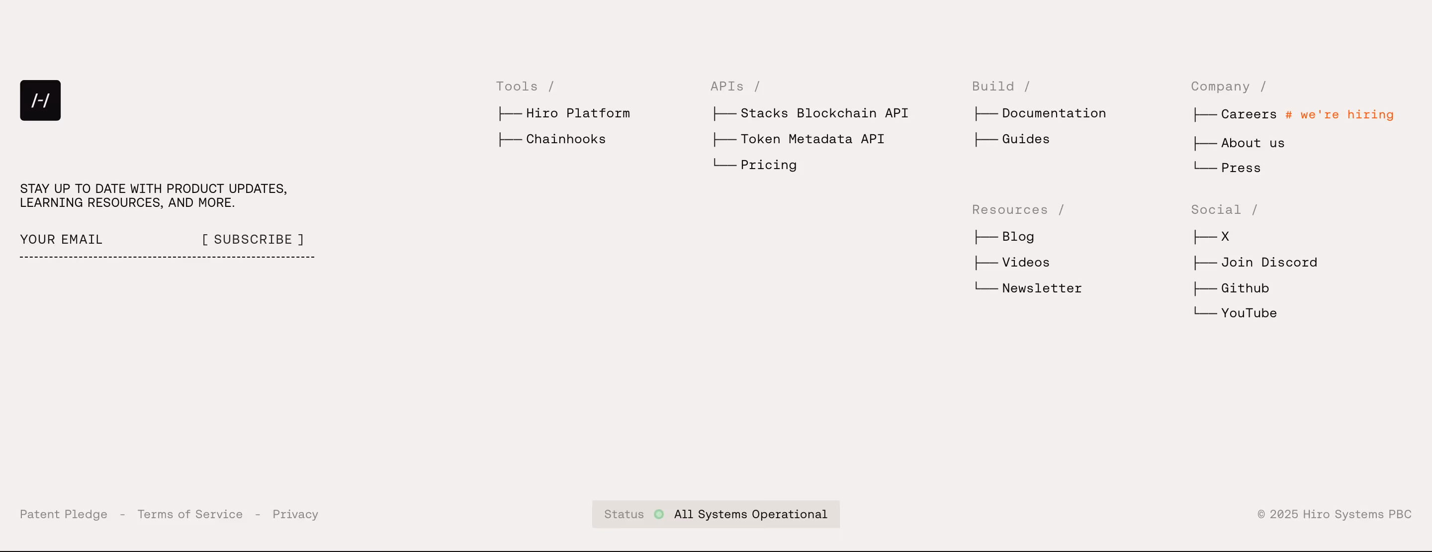 Hiro Footers section design