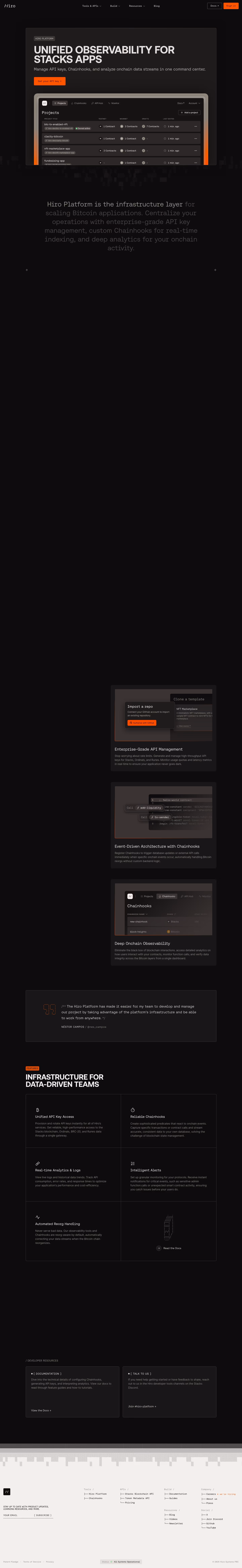 Hiro landing page design — Developer Tools