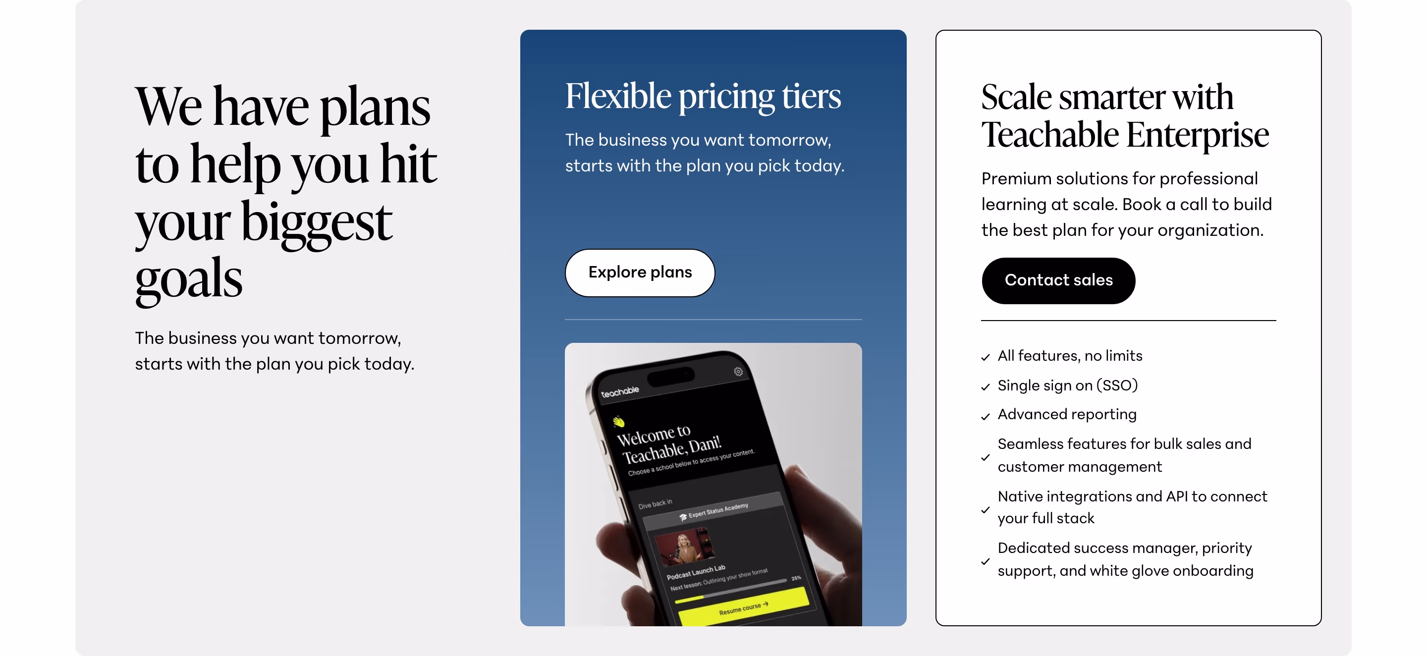 Teachable Features section design