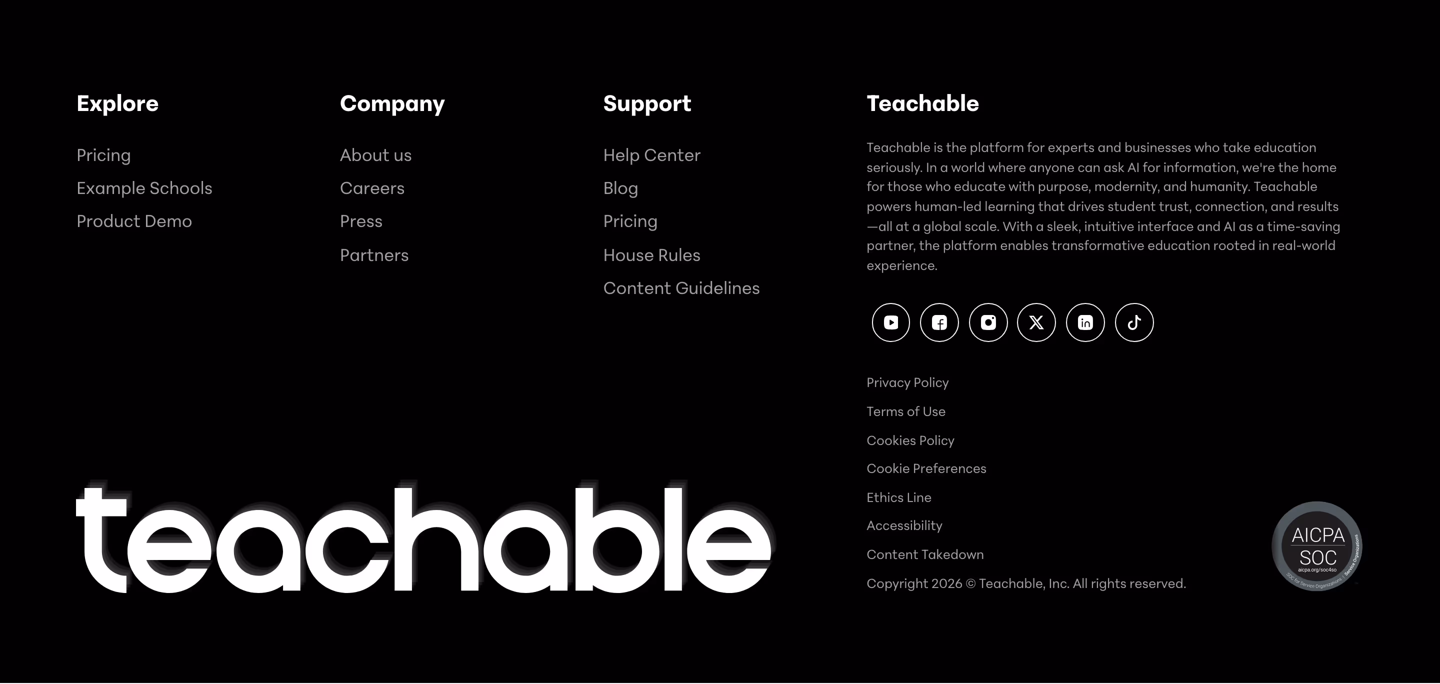 Teachable Footers section design