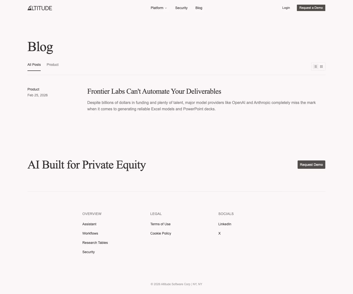 Altitude Blog pages section design