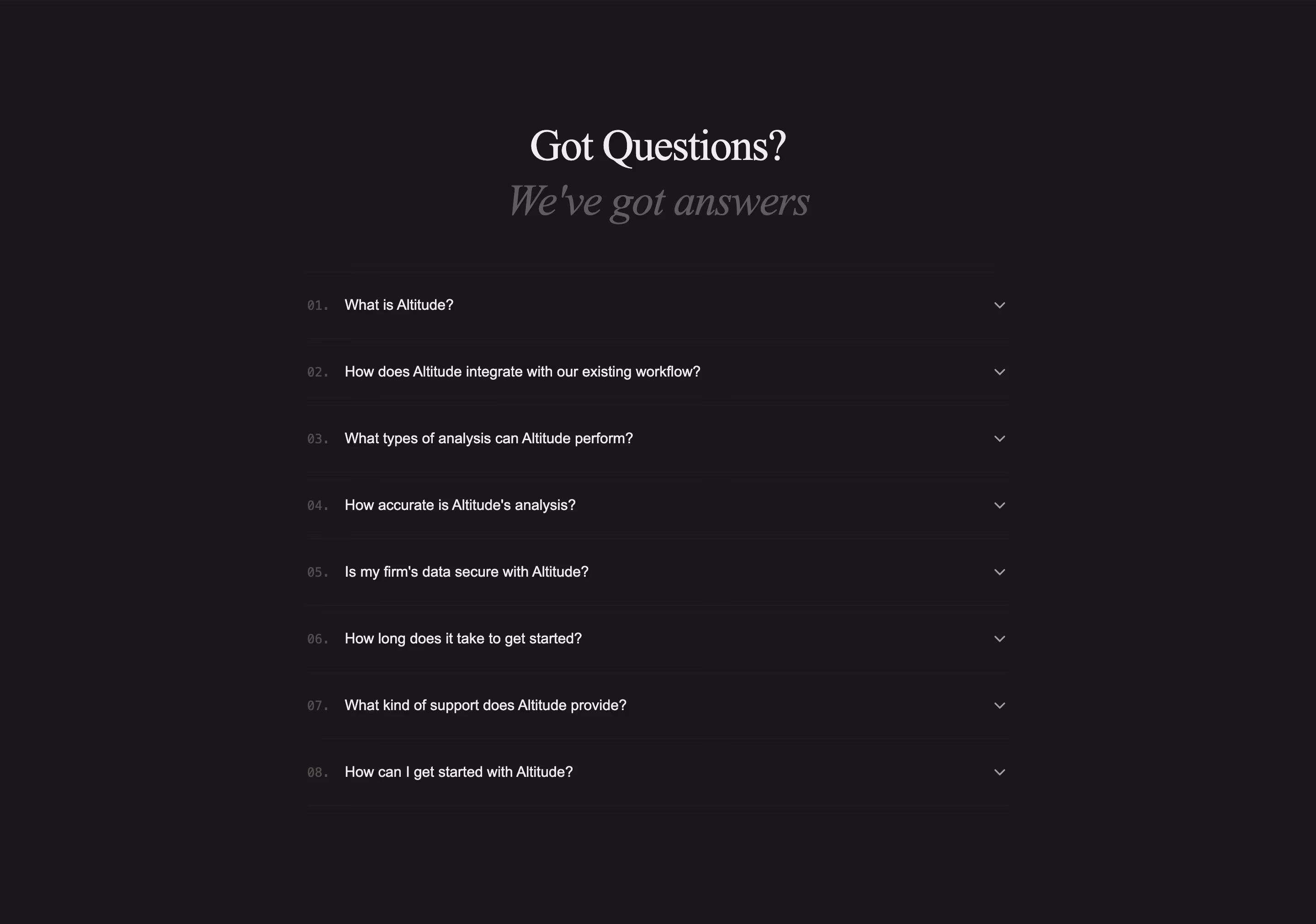 Altitude faq design — Finance