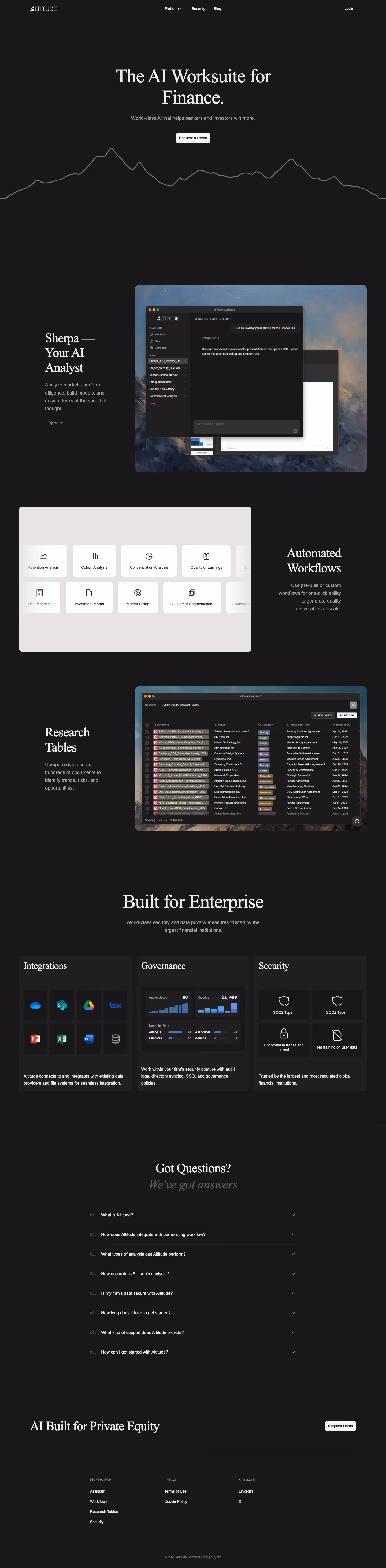 Altitude landing page design — Finance