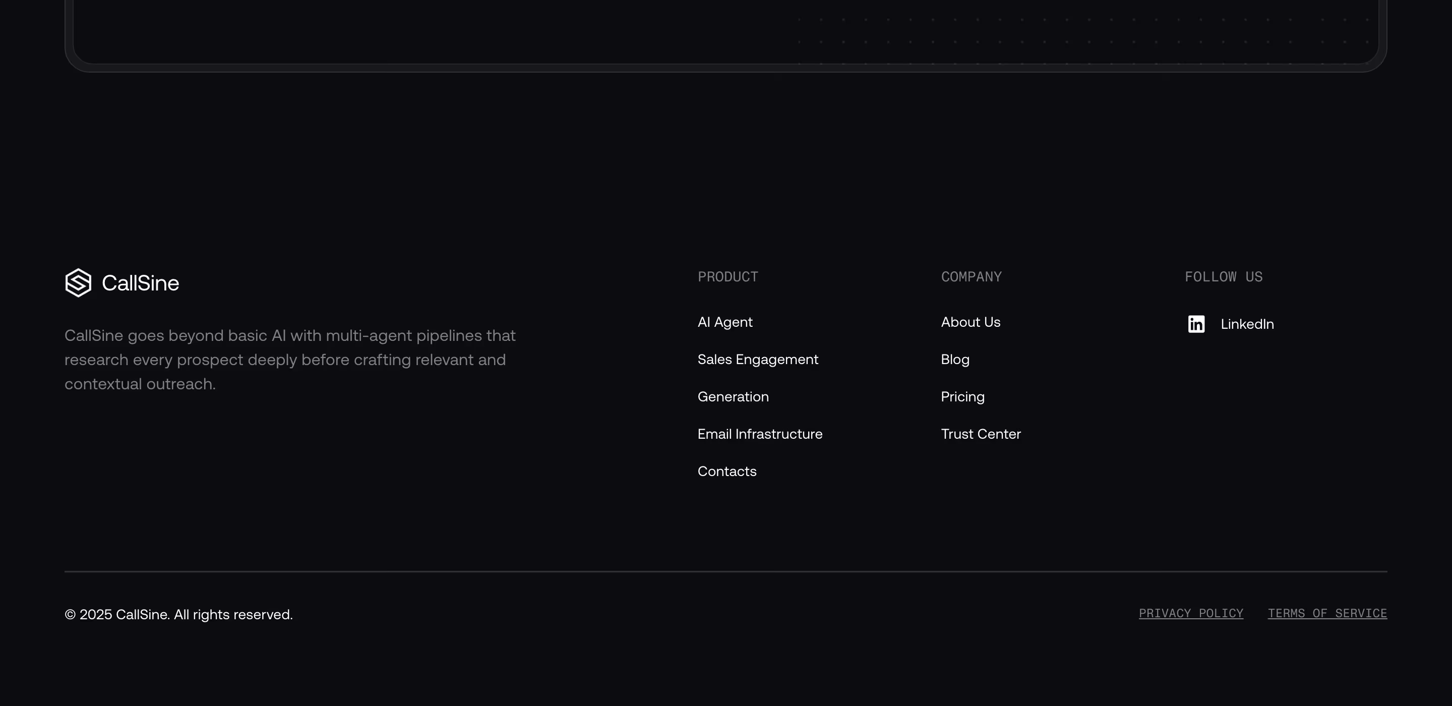 Callsine Footers section design