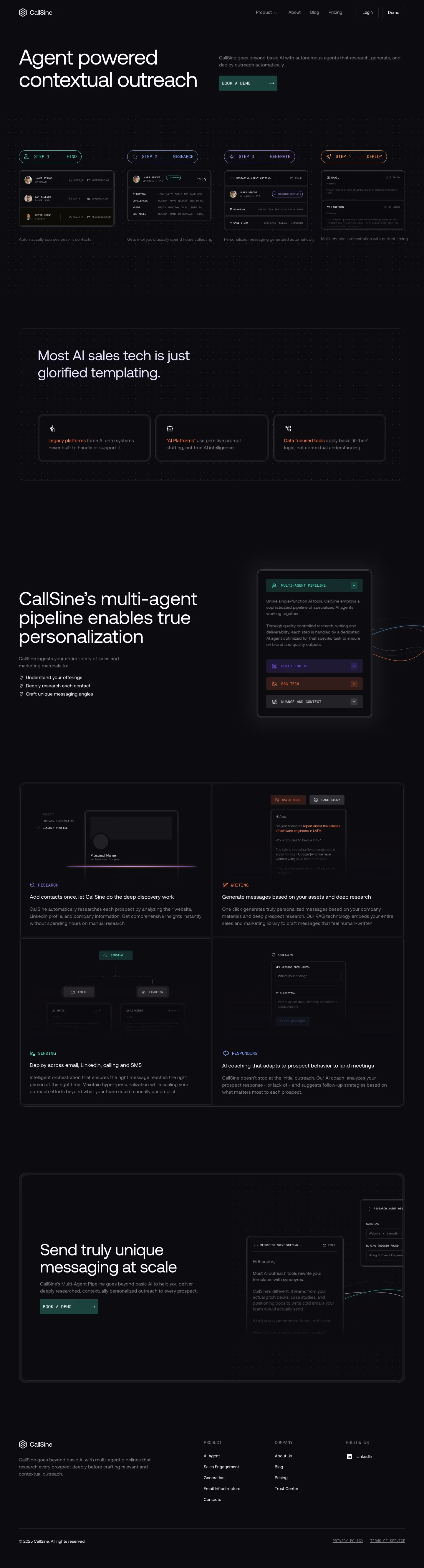 Callsine landing page design — Sales & Support