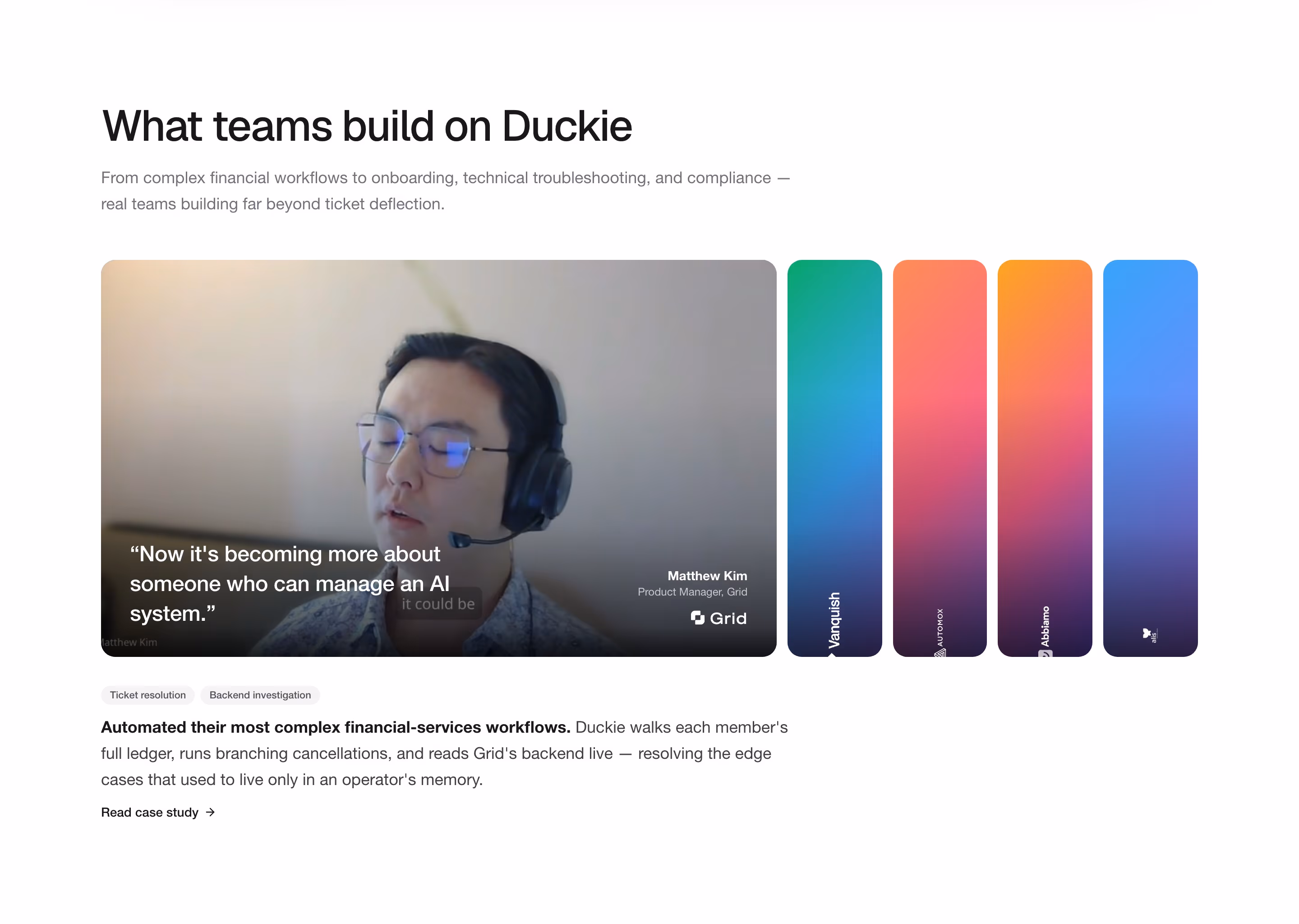 Duckie Features section design