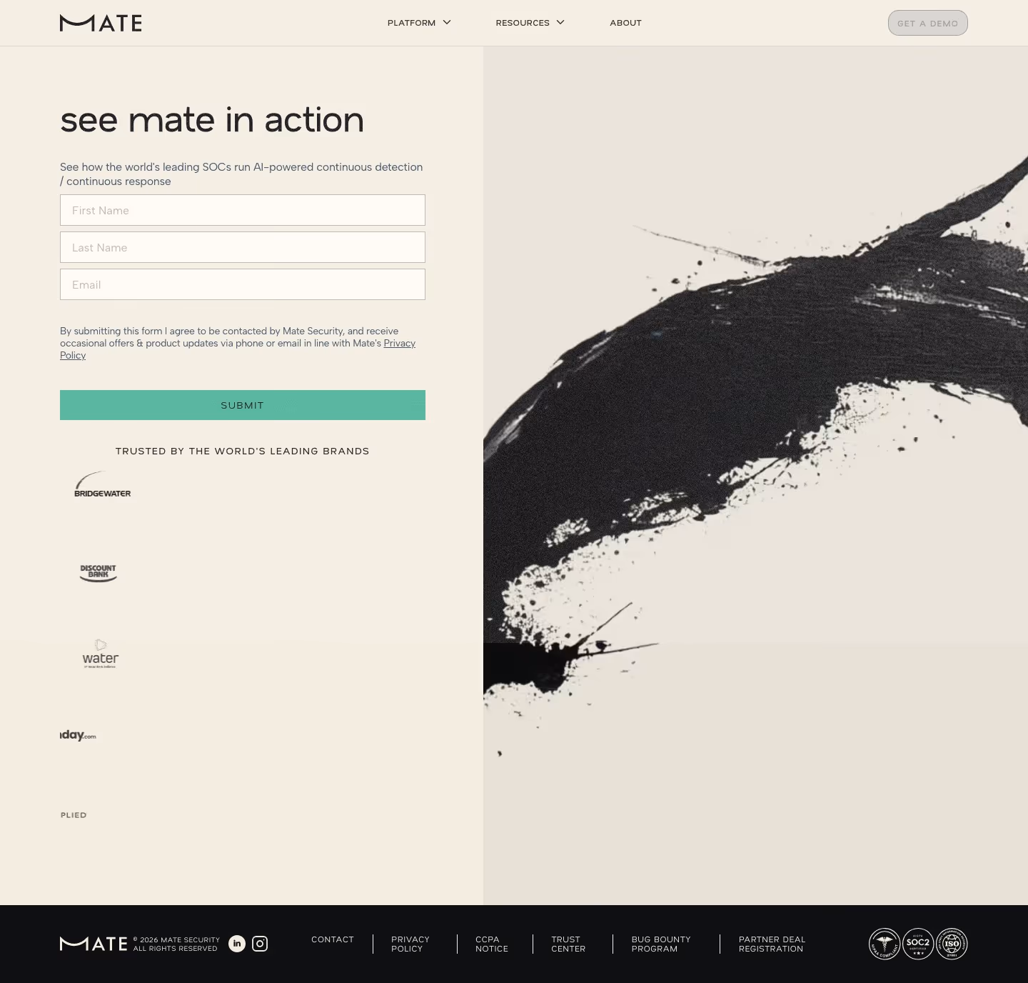 Mate Contact Us section design