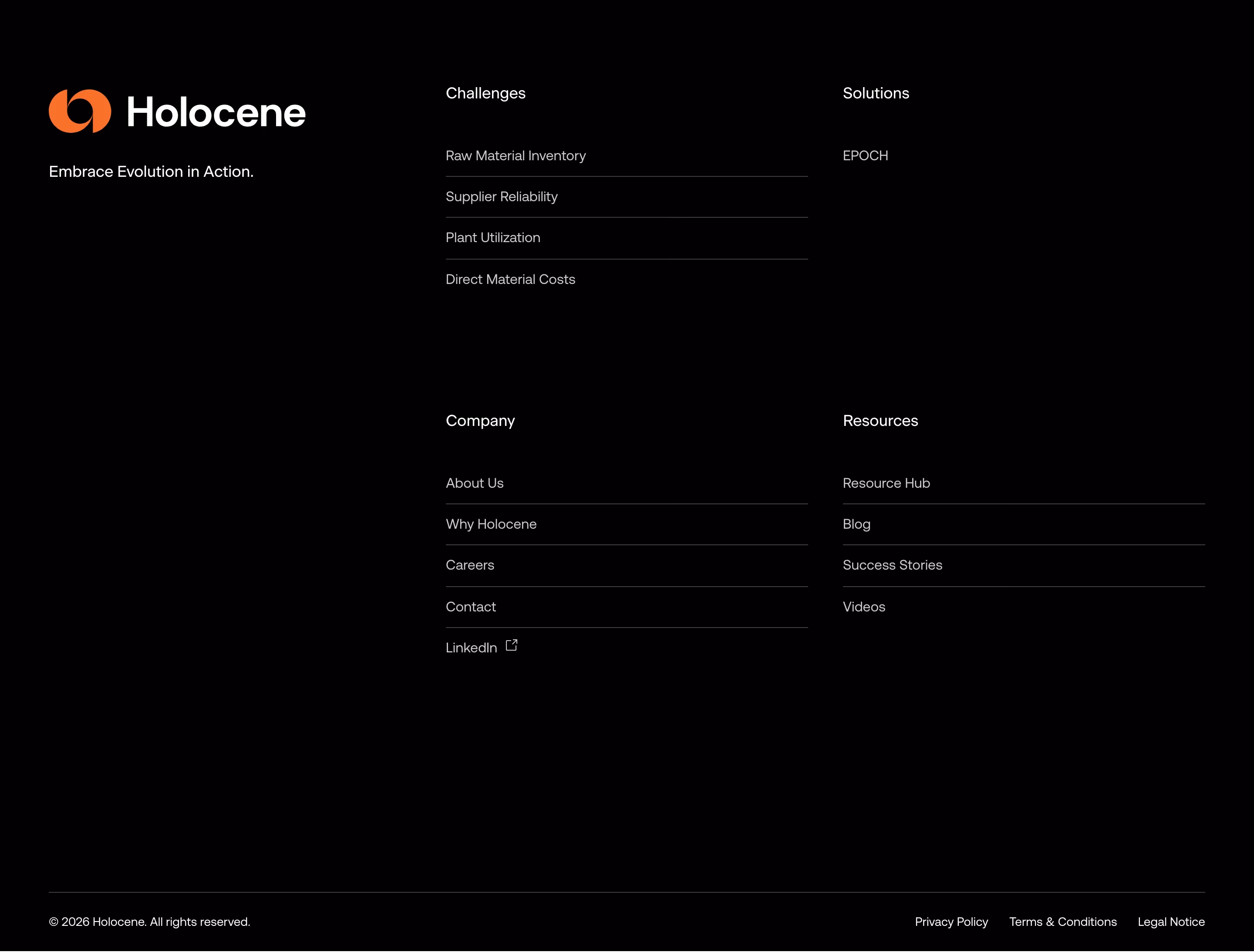 Holocene Footers section design