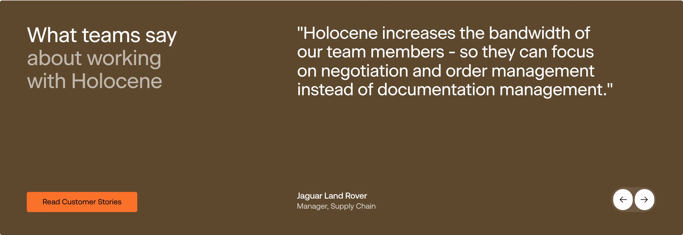 Holocene testimonial design — Logistics & Supply Chain
